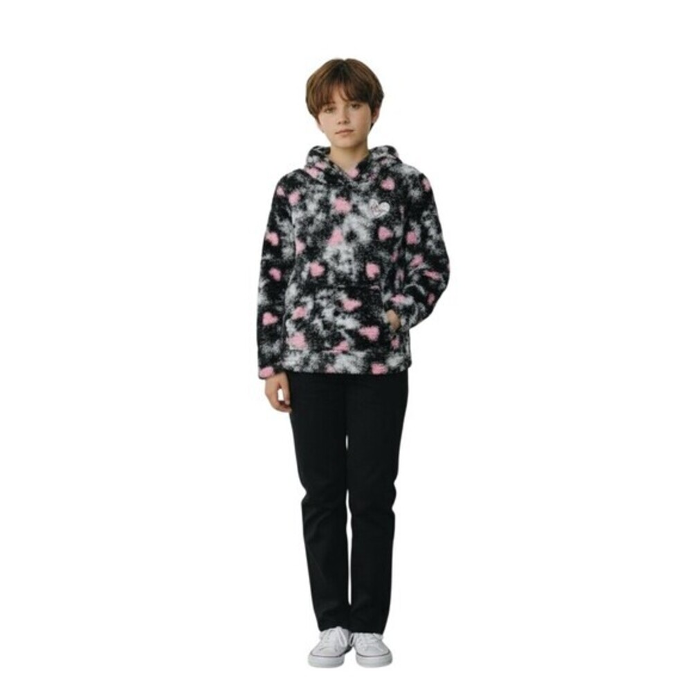 Betsey Johnson Hoodie Girls Size 7/8 Black Gray Pink Hearts Sherpa